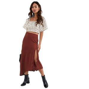 Free People | Lola Satin Midi Skirt